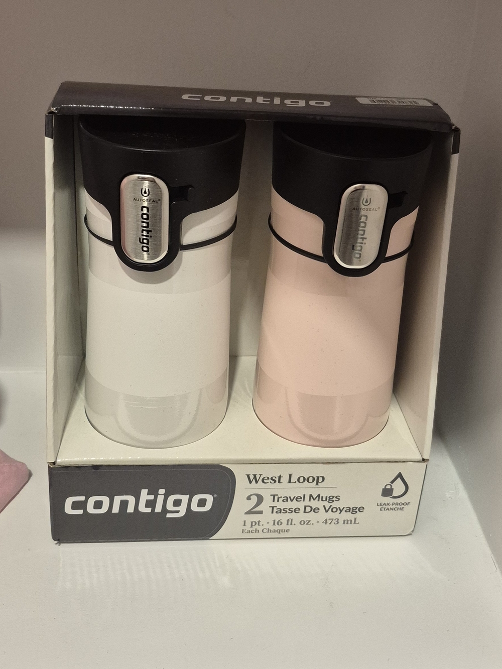 Contigo West Loop Travel Mugs — White & Light Pink